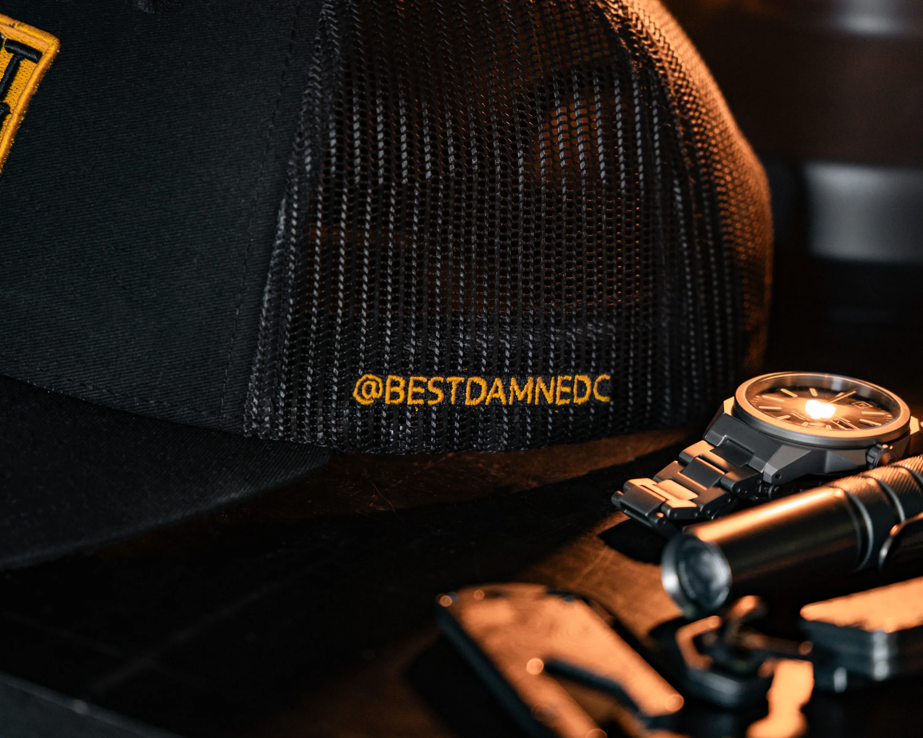 BDEDC Gold Logo Trucker Hat - Image 3